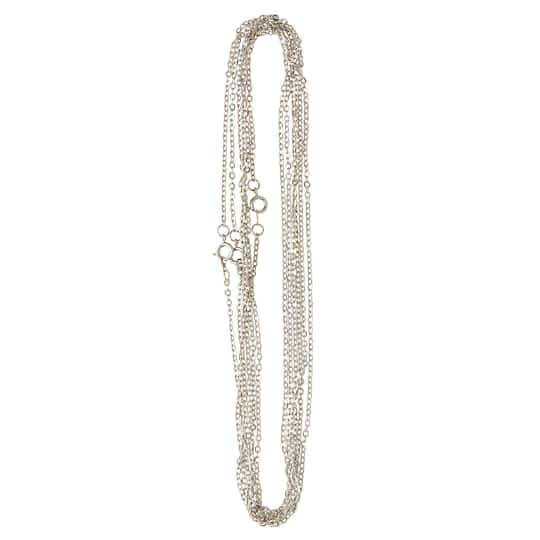 9 Pack: Rhodium Flat Oval Chain Necklaces by Bead Landing&#x2122;